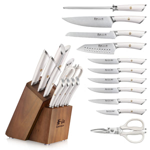
                  
                    Cargar imagen en el visor de la galería, ELBERT Series 12-Piece Knife Block Set, Forged German Steel, Acacia Block
                  
                