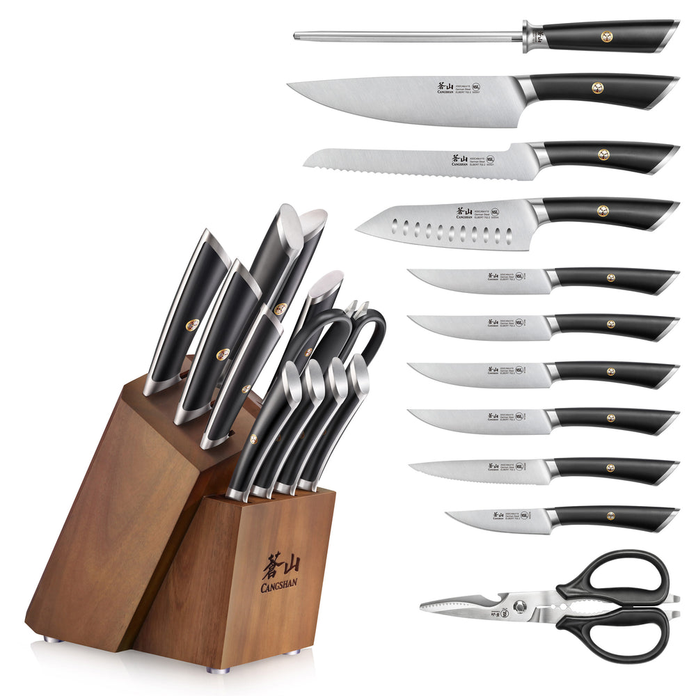
                  
                    Cargar imagen en el visor de la galería, ELBERT Series 12-Piece Knife Block Set, Forged German Steel, Acacia Block
                  
                