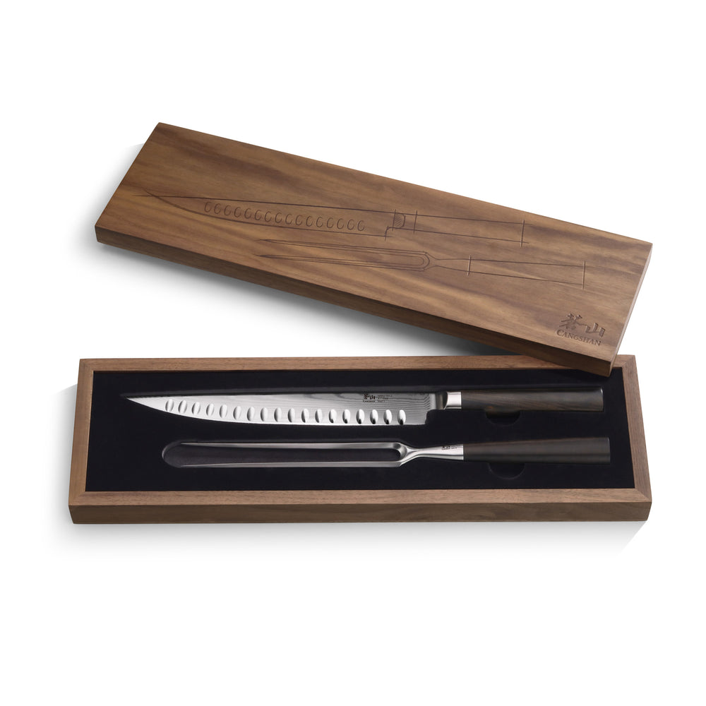 
                  
                    Cargar imagen en el visor de la galería, HAKU Series 2-Piece Carving Set with Walnut Box, Forged X-7 Damascus Steel, 501158
                  
                