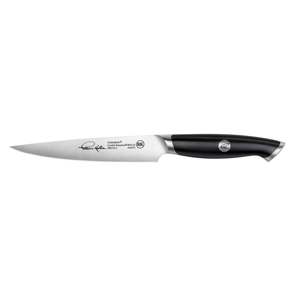 
                  
                    Cargar imagen en el visor de la galería, TKSC 5-Inch Fine-Edge Utility Knife, Forged Swedish Powder Steel, Thomas Keller Signature Collection, Black, 1024272
                  
                