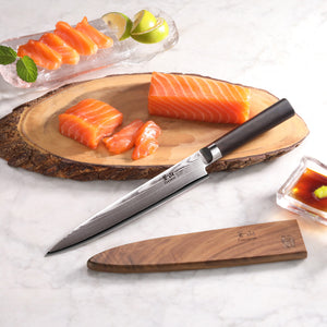 
                  
                    Cargar imagen en el visor de la galería, HAKU Series 8-Inch Sashimi Knife with Sheath, Forged X-7 Damascus Steel, 501103
                  
                