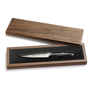 
                  
                    Cargar imagen en el visor de la galería, TKSC 5-Inch Fine-Edge Utility Knife, Forged Swedish Powder Steel, Thomas Keller Signature Collection, Black, 1024272
                  
                