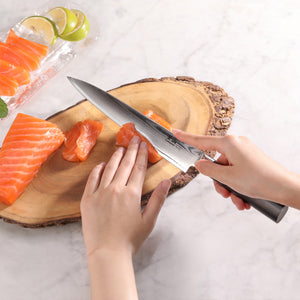 
                  
                    Cargar imagen en el visor de la galería, HAKU Series 8-Inch Sashimi Knife with Sheath, Forged X-7 Damascus Steel, 501103
                  
                