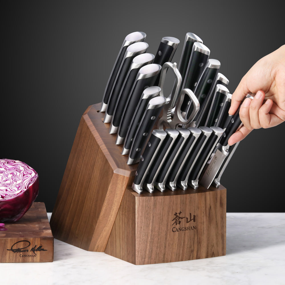
                  
                    Cargar imagen en el visor de la galería, S Series 23-Piece Knife Block Set, Forged German Steel, Walnut Block, 1026054
                  
                