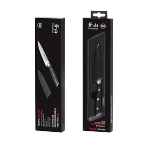 
                  
                    Cargar imagen en el visor de la galería, ALPS Series 5-Inch Serrated Utility Knife with Sheath, Forged German Steel, Black, 502759
                  
                